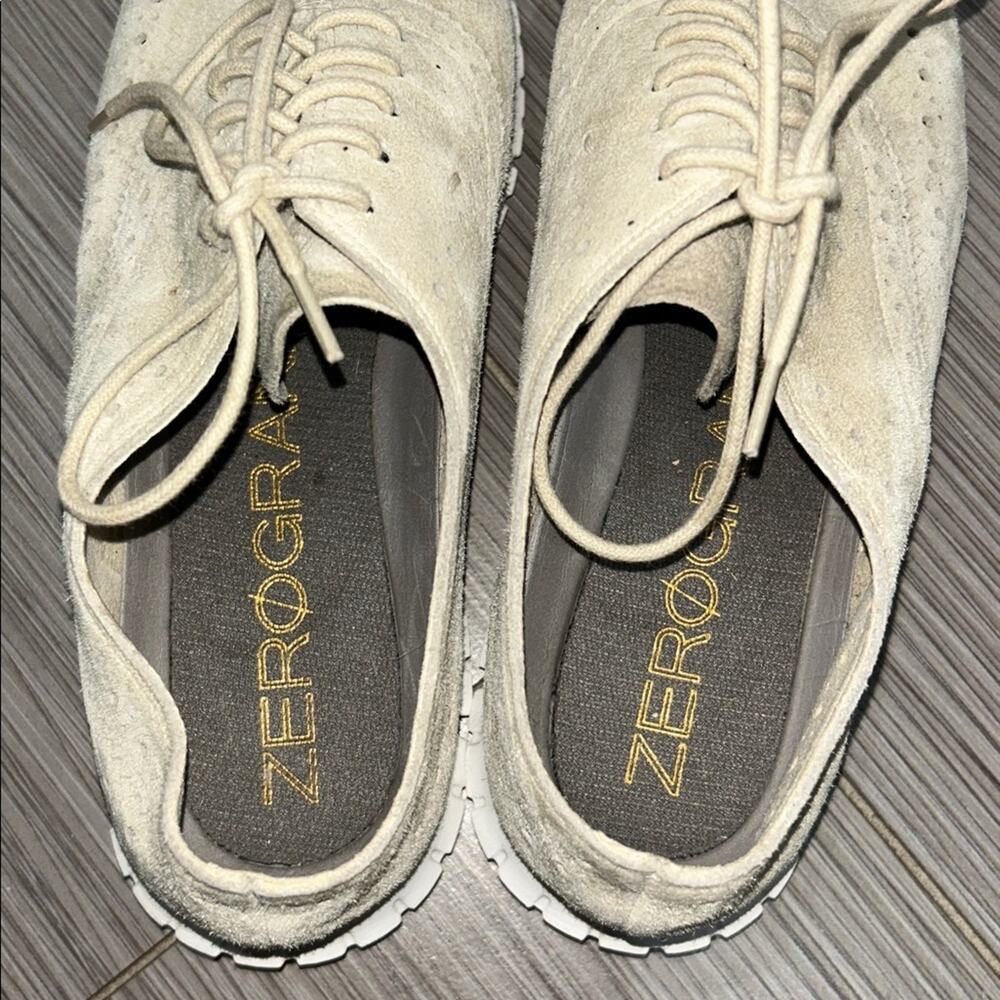 Cole Haan ZerøGrand Suede Wingtip Oxford Sneakers Beige Lightweight Comfort Sz 7 - Picture 8 of 8